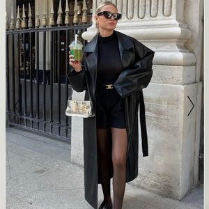 NWT NA-KD Oversized PU Trench Coat